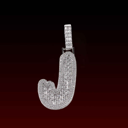 Baguette Brush Letter Custom Pendant