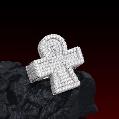 S925 Moissanite Ankh Halo Ring