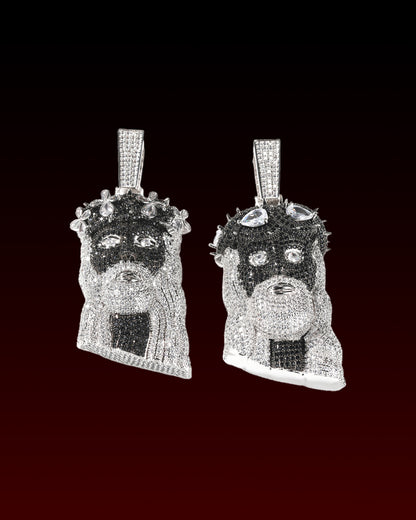 Four Leaf Crown Jesus Iced Out Pendant