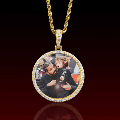 46MM Round Photo Custom Moissanite Pendant