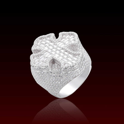 S925 Moissanite Baguette Cluster Cross Ring