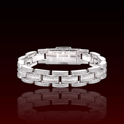 3 Row Baguette & Round Moissanite Bracelet