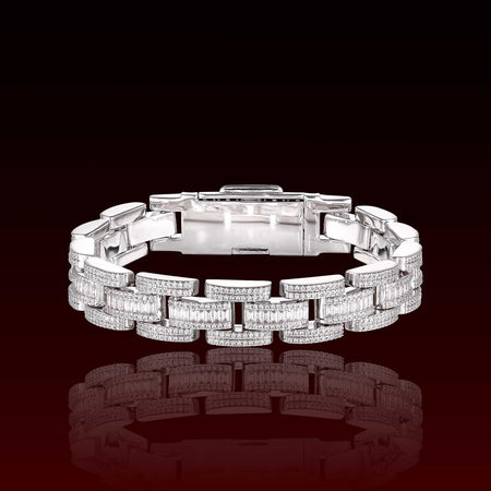 3 Row Baguette & Round Moissanite Bracelet