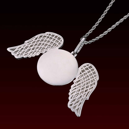 Photo With Angel Wings Custom Moissanite Pendant
