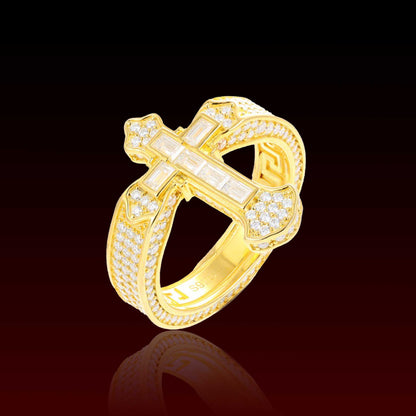 S925 Moissanite Orthodox Cross Ring