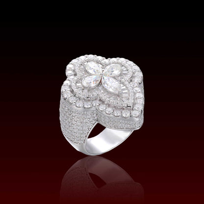 S925 Moissanite Marquise Cross Halo Ring