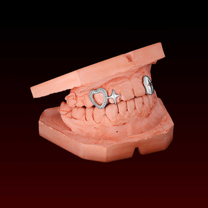 3 Teeth Cap Star Heart Custom Grillz