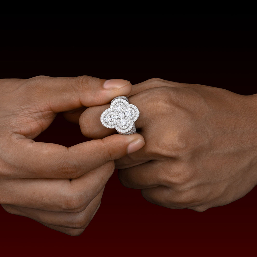 S925 Moissanite Big Stone Cross Halo Ring