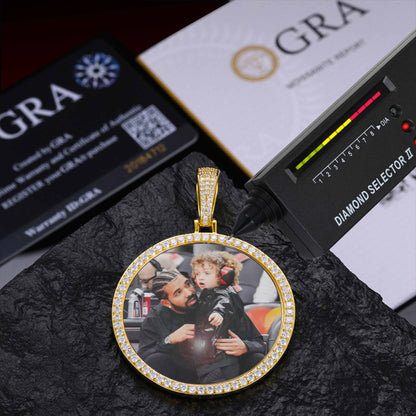 46MM Round Photo Custom Moissanite Pendant