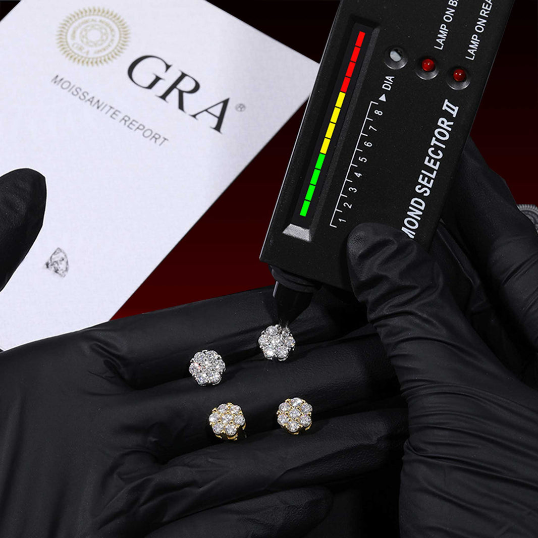10MM Cluster Moissanite Stud Earrings