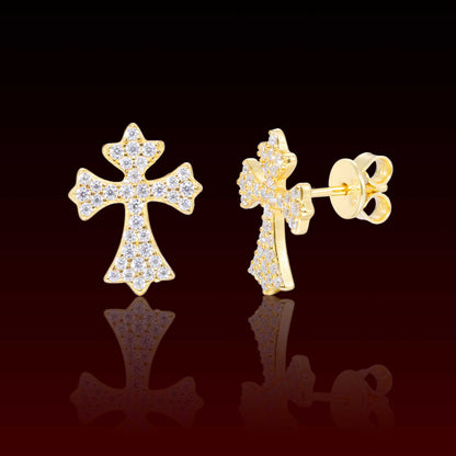 Clustered Cross Moissanite Stud Earrings
