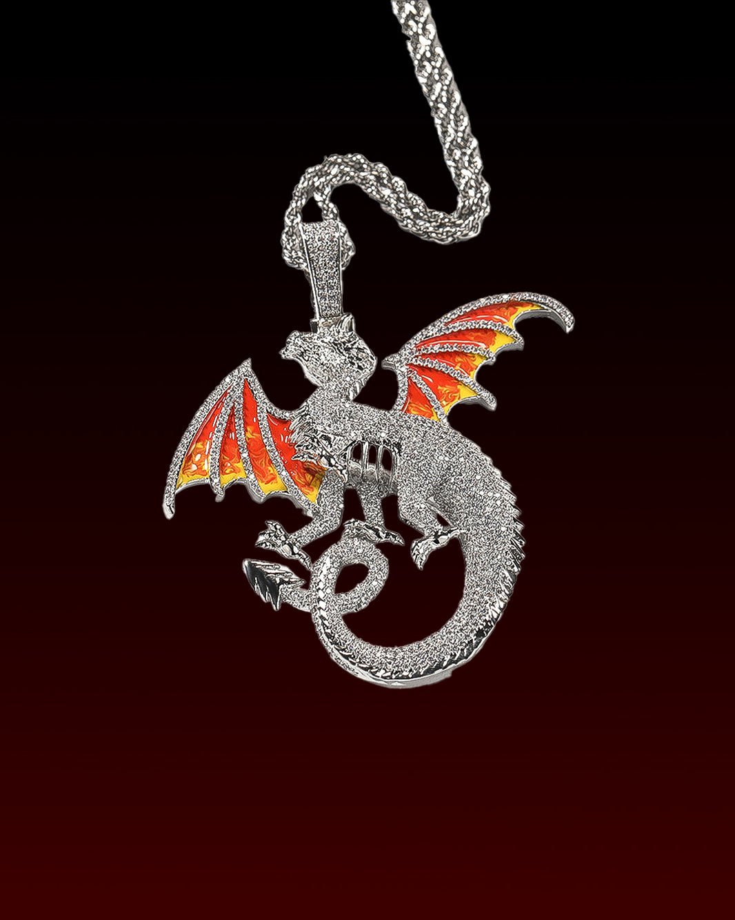 Winged Dragon Iced Out Pendant