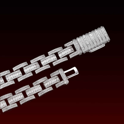 3 Row Baguette & Round Moissanite Bracelet