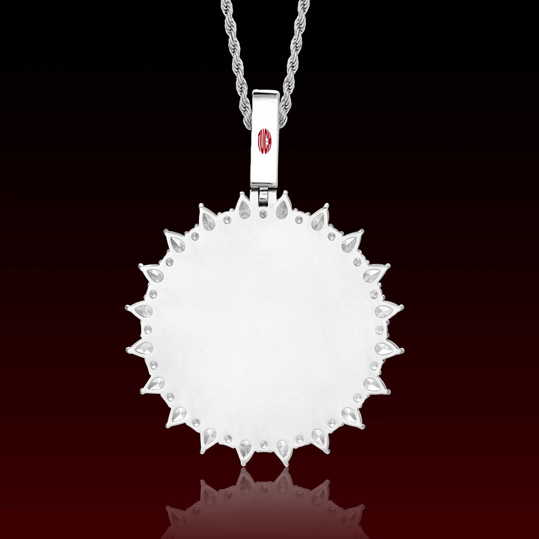 Pear Cut Round Photo Pendant