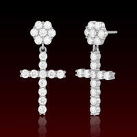 Cluster Cross Dangling Moissanite Earring