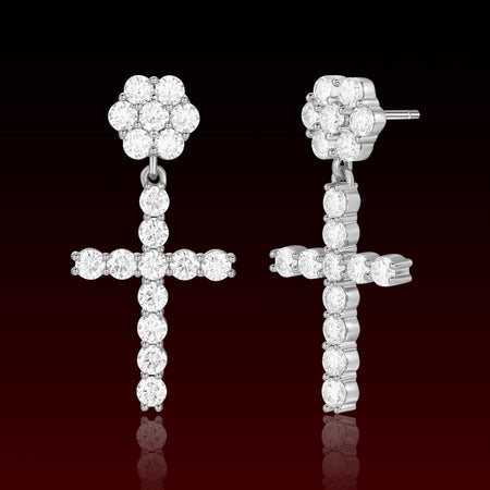 Cluster Cross Dangling Moissanite Earring
