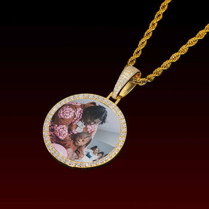36MM Round Photo Custom Moissanite Pendant