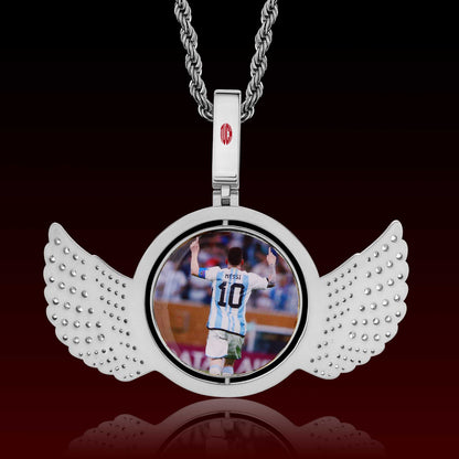 Photo With Wings Rotating Pendant