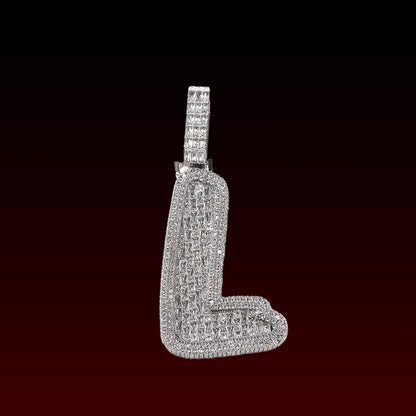 Baguette Brush Letter Custom Pendant