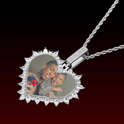 Pear Cut Heart Photo Pendant