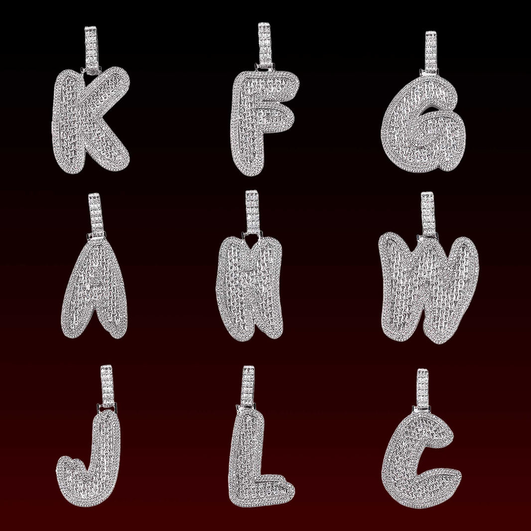 Baguette Brush Letter Custom Pendant