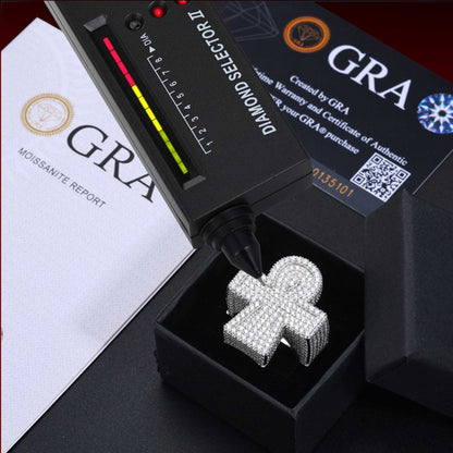 S925 Moissanite Ankh Halo Ring