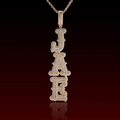 Upright Baguette Spiked Custom Letter Pendant