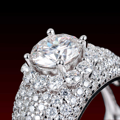 S925 Moissanite Solitaire Halo Band Ring