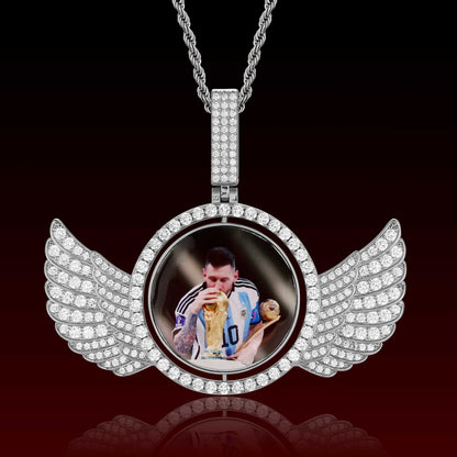 Photo With Wings Rotating Pendant