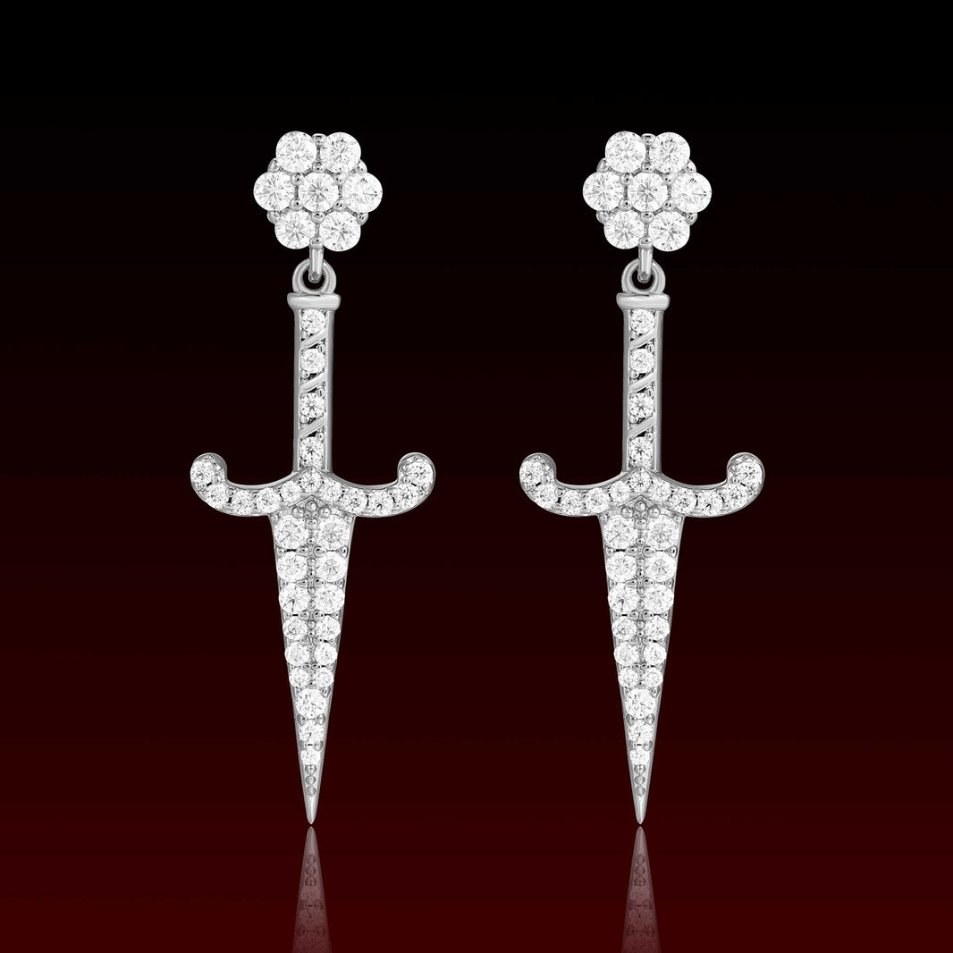 Cluster Sword Dangling Moissanite Earring