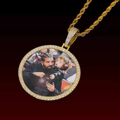 46MM Round Photo Custom Moissanite Pendant
