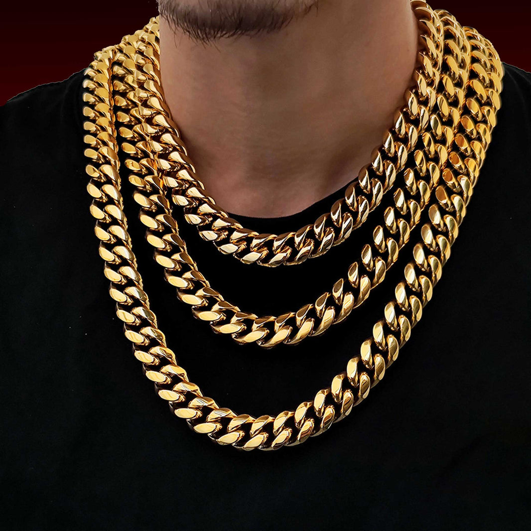18K Single Spring Buckle Miami Cuba Chain
