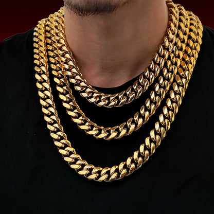 18K Single Spring Buckle Miami Cuba Chain