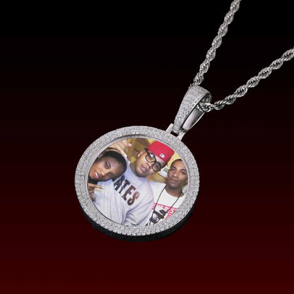 Double Row Photo Custom Moissanite Pendant