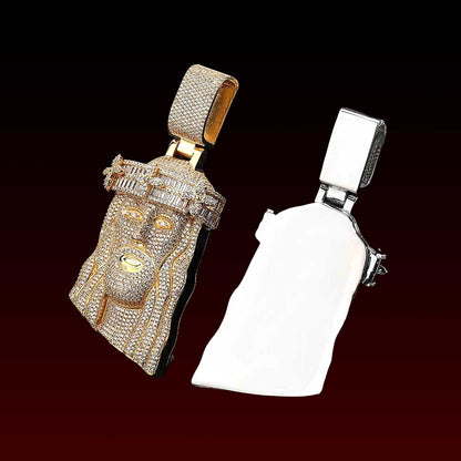 S925 Four Leaf Crown Jesus Moissanite Pendant