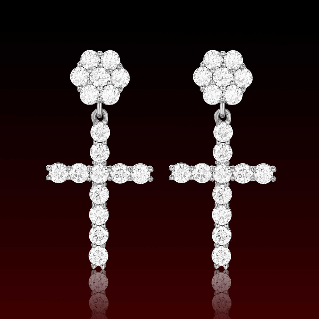 Cluster Cross Dangling Moissanite Earring