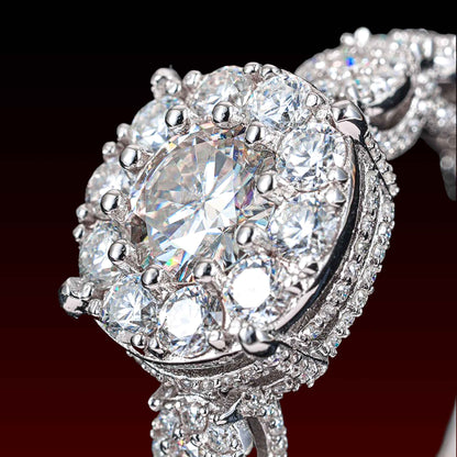 S925 Moissanite Solitaire Halo Ring