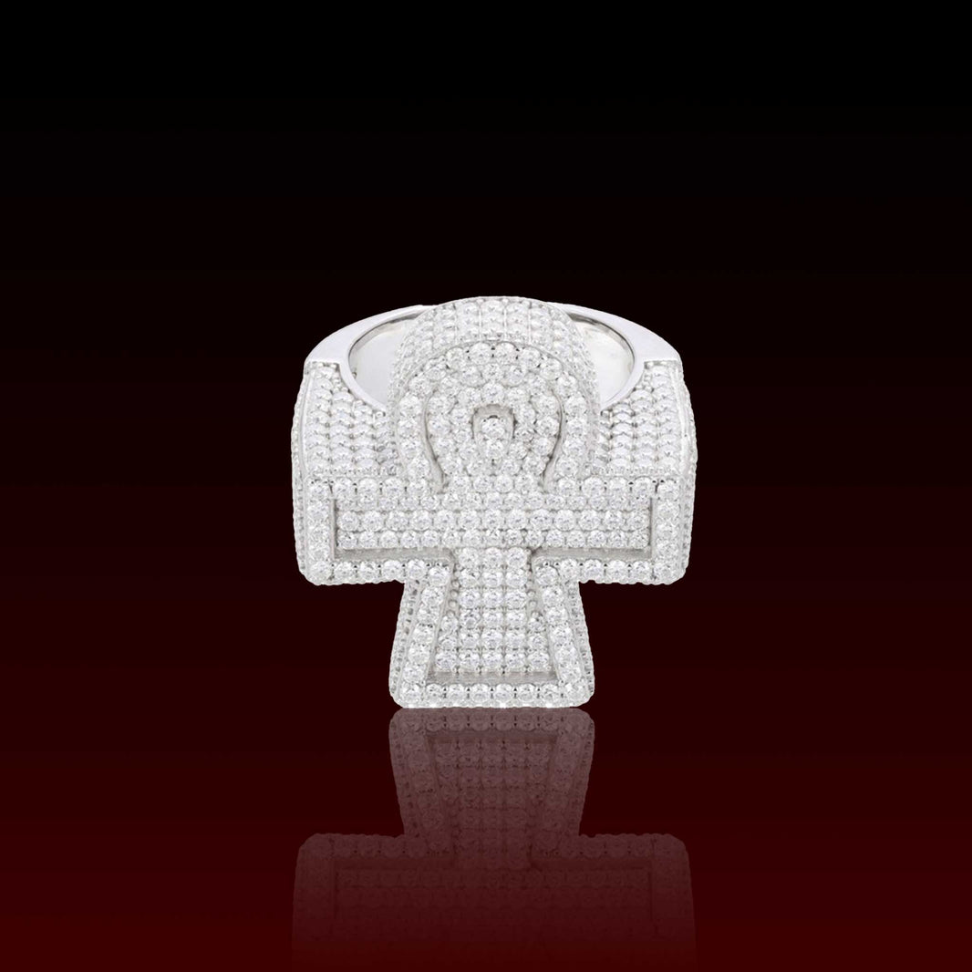 S925 Moissanite Ankh Halo Ring