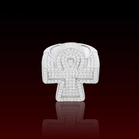 S925 Moissanite Ankh Halo Ring