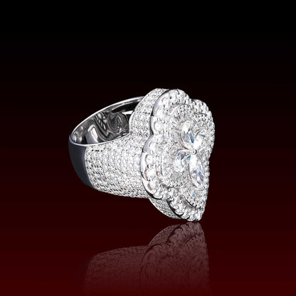S925 Moissanite Marquise Cross Halo Ring