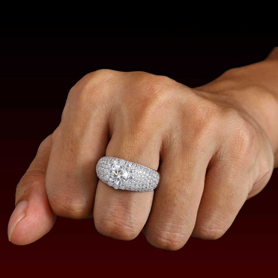 S925 Moissanite Solitaire Halo Band Ring