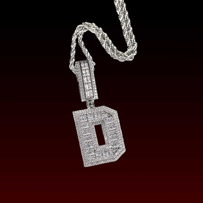 Square Buguette Custom Letter Pendant