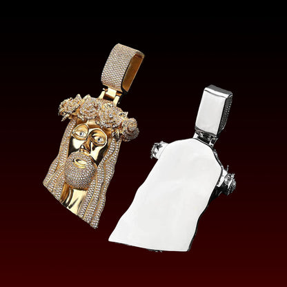 S925 Rose Crown Jesus Moissanite Pendant