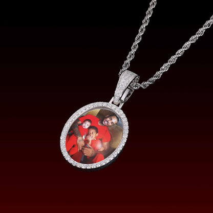 Oval Photo Custom Moissanite Pendant