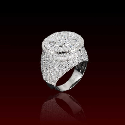 S925 Moissanite Baguette Solitaire Halo Ring