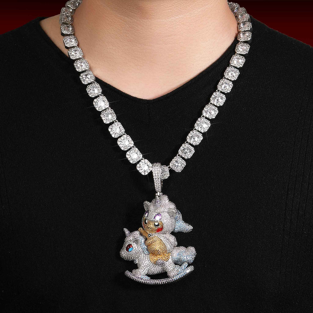 Cartoon Unicorn Iced Out Pendant