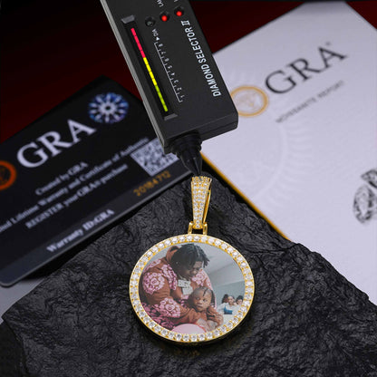 36MM Round Photo Custom Moissanite Pendant