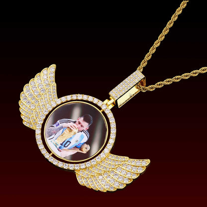 Photo With Wings Rotating Pendant