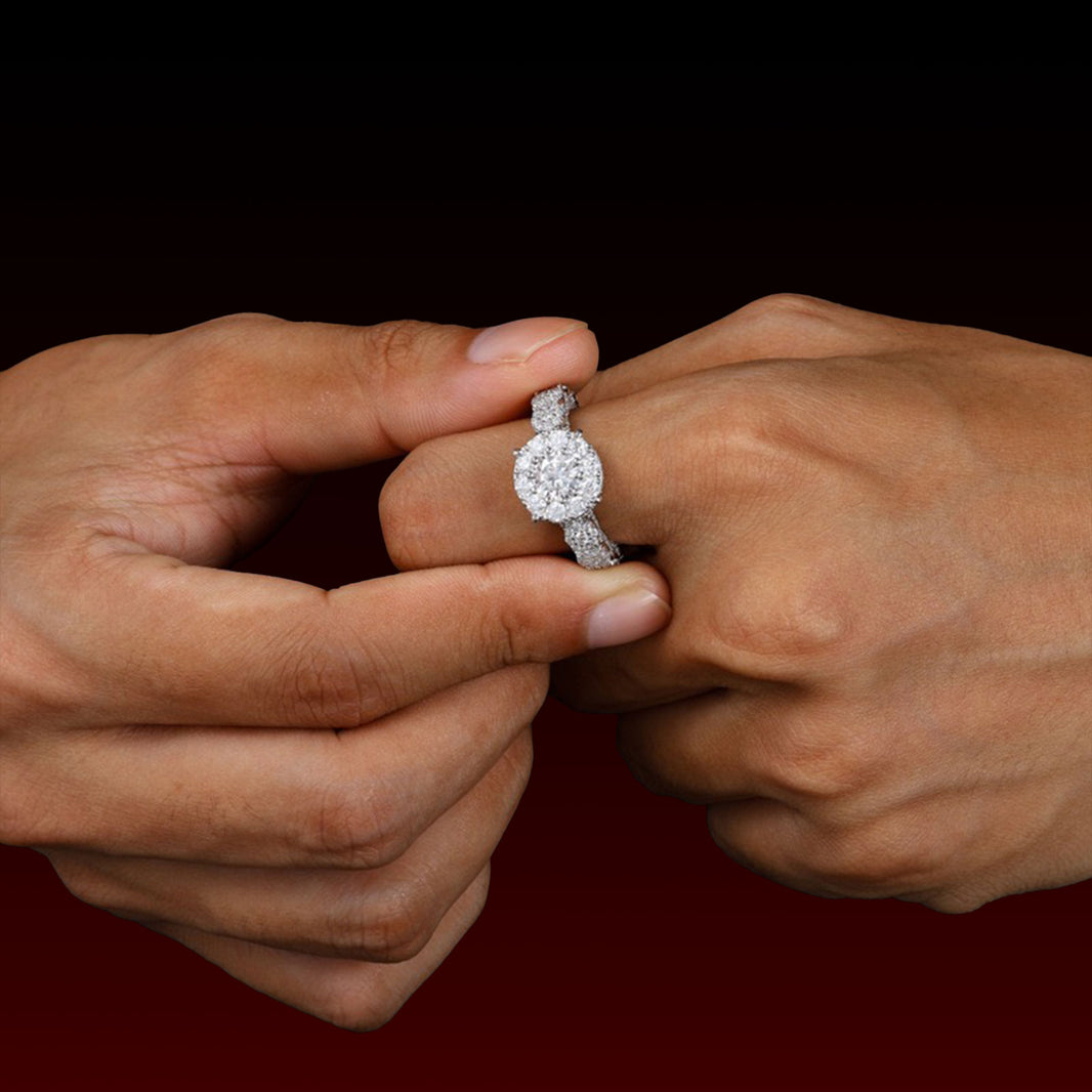S925 Moissanite Solitaire Halo Ring