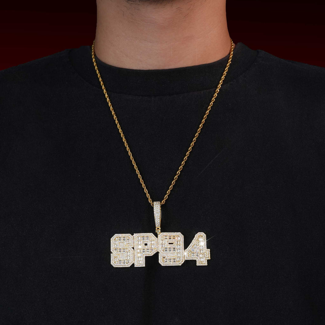 Square Buguette Custom Letter Pendant